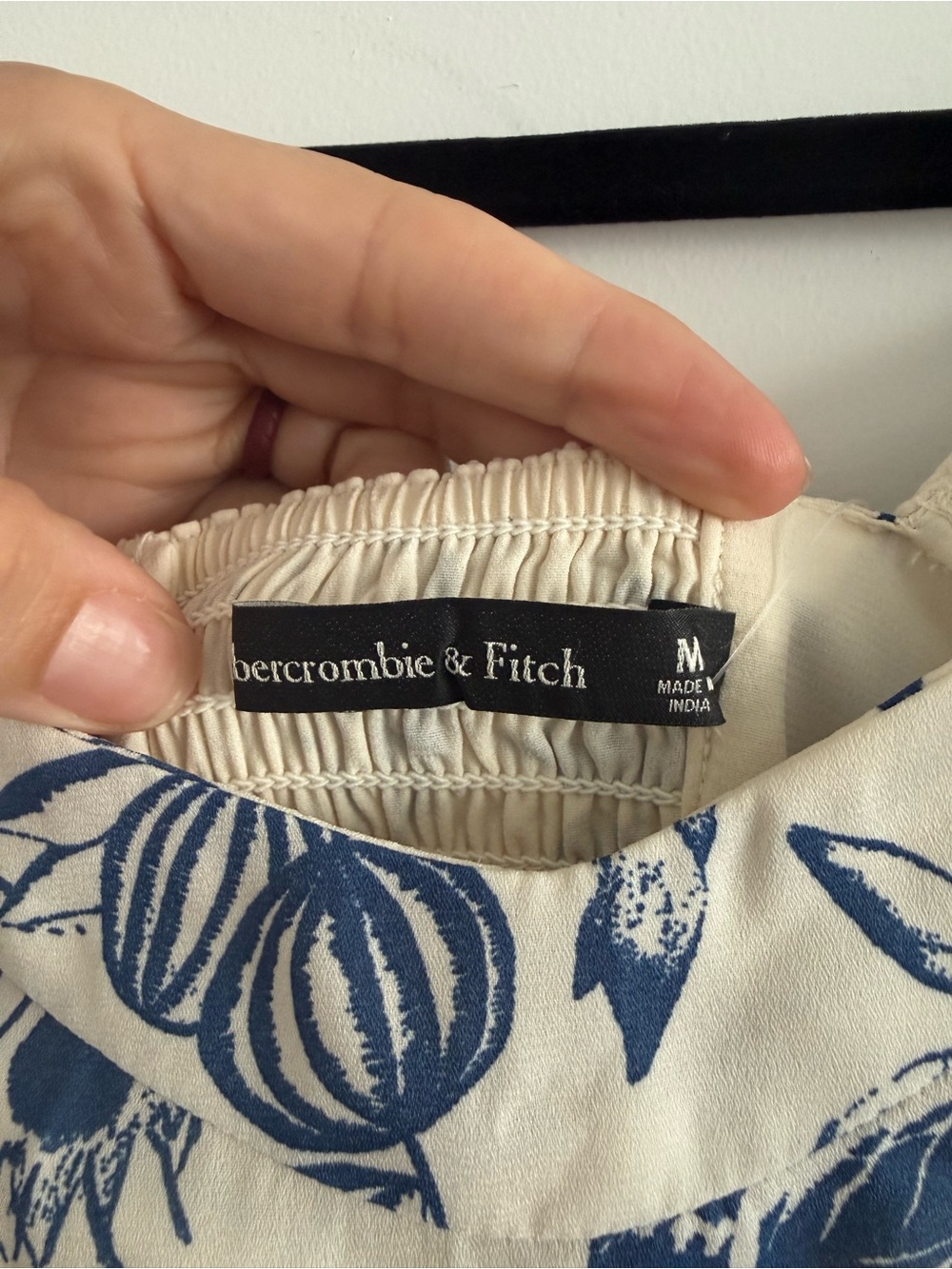 Abercrombie & Fitch Cream Midi Dress with Blue Floral Print - Picture 3 of 4